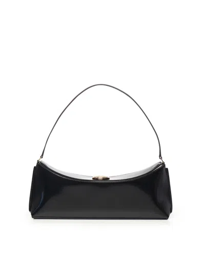 Jacquemus Le Calisso Black Shoulder Bag With Engraved Snap Button In Leather In Black