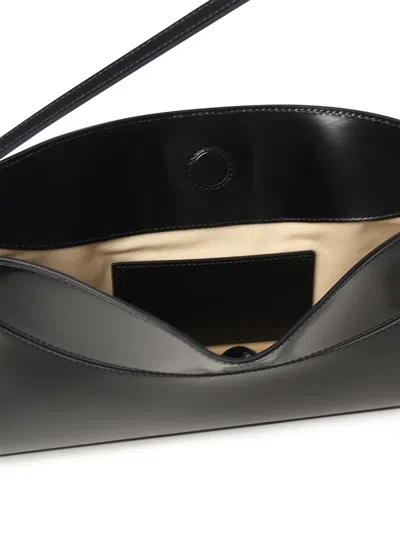 Jacquemus Le Calisso Black Shoulder Bag With Engraved Snap Button In Leather In Black