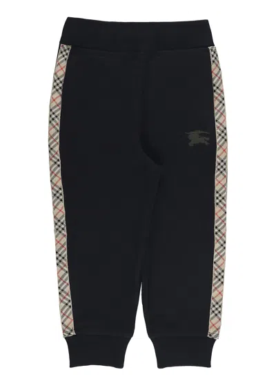 Burberry Jackson Check Trim Cotton Jogging Pants In Black
