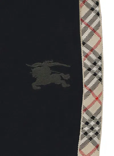 Burberry Jackson Check Trim Cotton Jogging Pants In Black