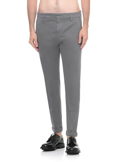 Dondup Straight Leg Trousers Rolled Cuffs In Gray