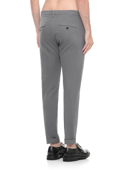 Dondup Straight Leg Trousers Rolled Cuffs In Gray