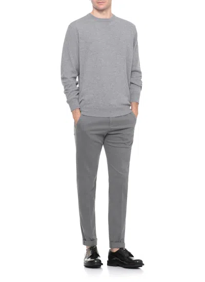 Dondup Straight Leg Trousers Rolled Cuffs In Gray