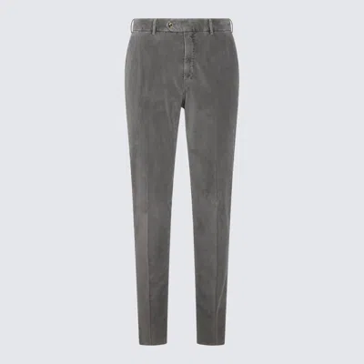 Pt Torino Tailored Grey Corduroy Trousers With Mid-rise Fit In Gray