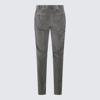 Pt Torino Tailored Grey Corduroy Trousers With Mid-rise Fit In Gray