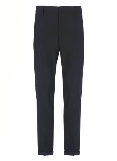 Dondup Straight Leg Wool Blend Trousers With Pockets In Blue