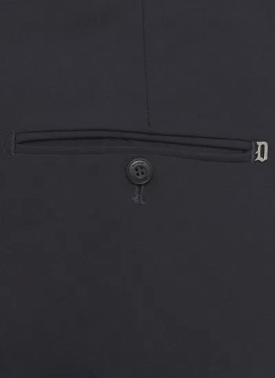 Dondup Straight Leg Wool Blend Trousers With Pockets In Blue