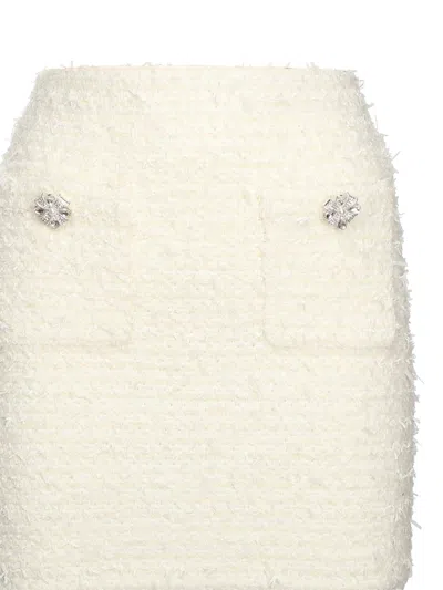 Self-portrait Midi Skirt With Decorative Buttons And Pockets In White