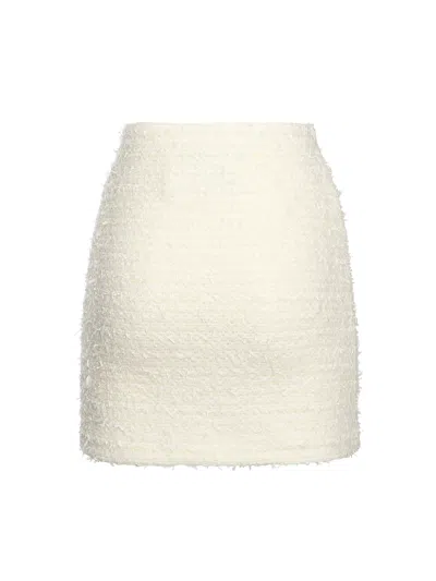 Self-portrait Midi Skirt With Decorative Buttons And Pockets In White