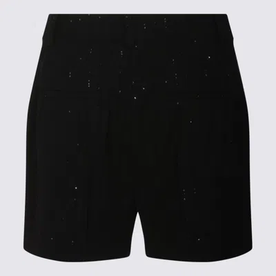 Max Mara Shorts With Pinstripe-effect Micro Sequins In Black