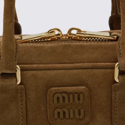Miu Miu Brown Leather Arcadie Crossbody Bag In Brown