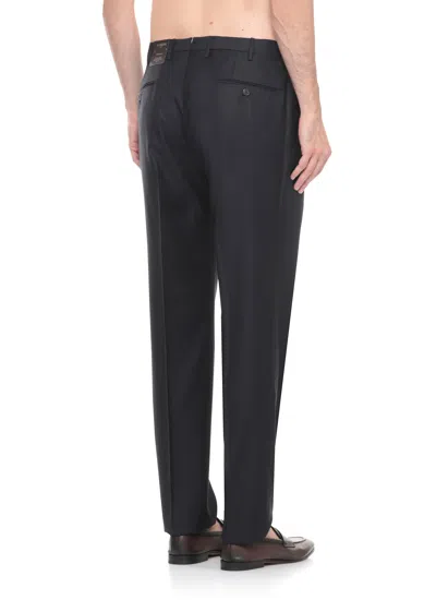 Incotex Flat-front Cotton Trousers In Blue