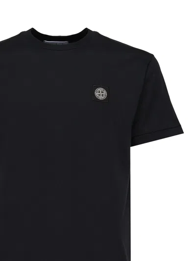 Stone Island Sage Green Cotton Jersey T-shirts In Black