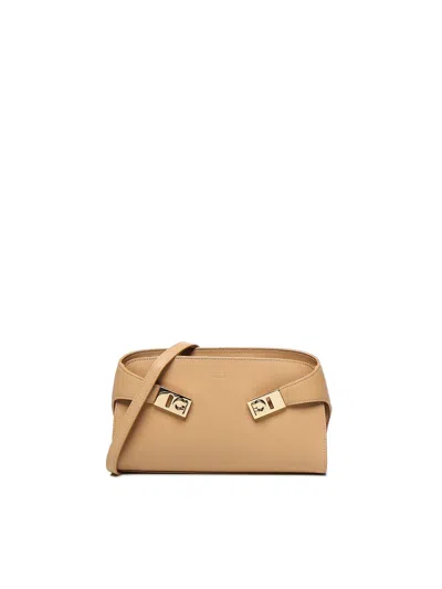 Ferragamo Mini Hug Shoulder Bag In Sand