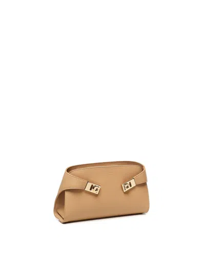 Ferragamo Mini Hug Shoulder Bag In Sand