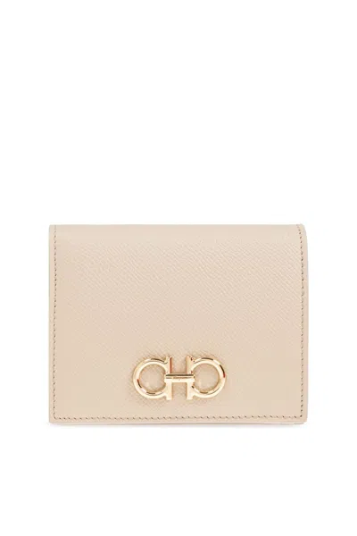 Ferragamo Leather Wallet In Neutral