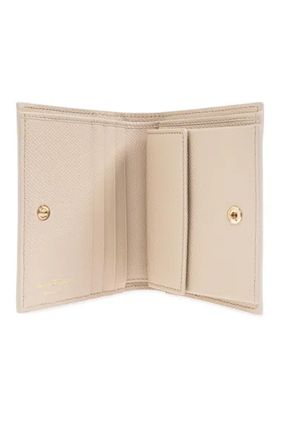 Ferragamo Leather Wallet In Neutral