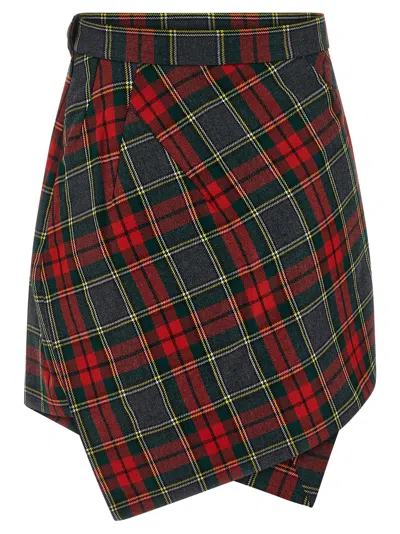 Vivienne Westwood Wool Mini Skirt With Tartan Pattern In Red