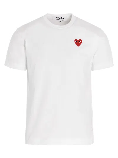 Comme Des Garçons Play Comme Des Garcons Play Mens Red Heart Logo T-shirt In White