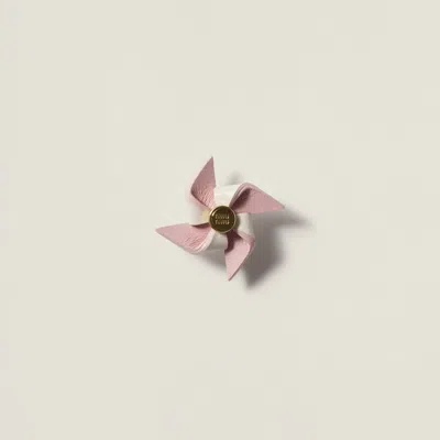Miu Miu Leather Pinwheel Brooch In Pink