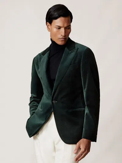 Reiss Apsara Peak Lapel Velvet Blazer In Green