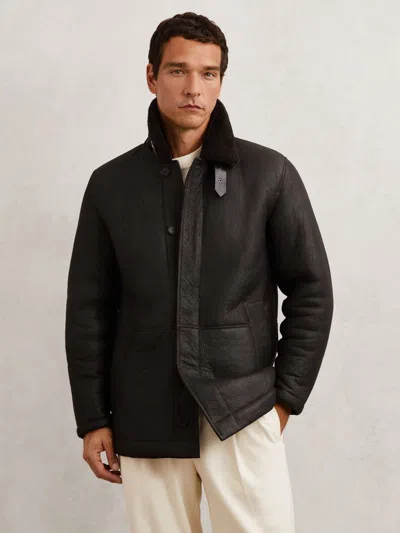 Reiss Raven Shearling Jacket In Black