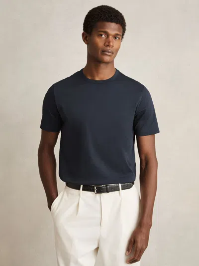 Reiss Navy Blaikie Airwater-cotton Relaxed-fit T-shirt In Blue
