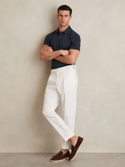 Reiss Earl Airwater Cotton Polo Shirt In Black