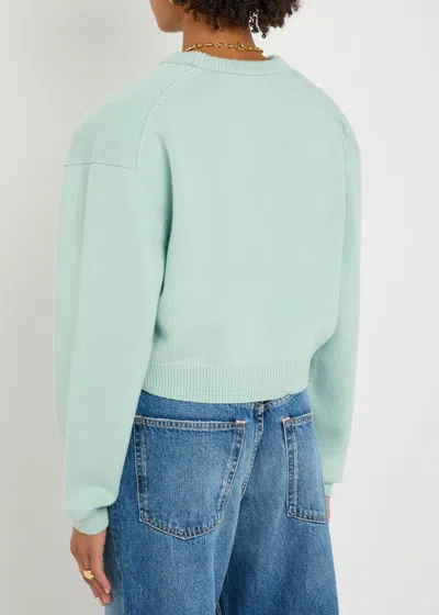Acne Studios Logo-embroidered Wool Cropped Jumper In Blue