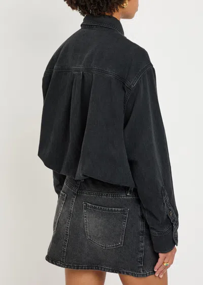 Good American Denim Shirt Dress Black389 In Black