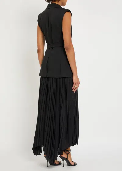 Simkhai Helena Layered Crepe And Chiffon Midi Wrap Dress In Black