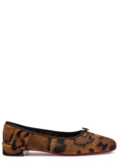 Christian Louboutin Sweetie Jane Leopard-print Calf Hair Ballet Flats In Brown