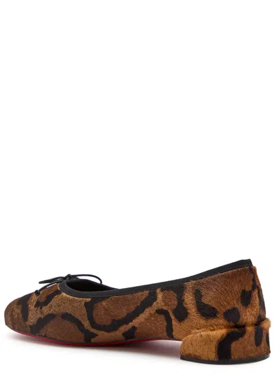 Christian Louboutin Sweetie Jane Leopard-print Calf Hair Ballet Flats In Brown