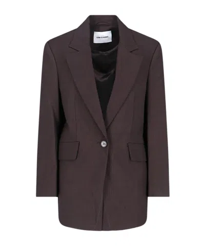 Low Classic Tailored Blazer With Notch Lapel And Pockets In Purple