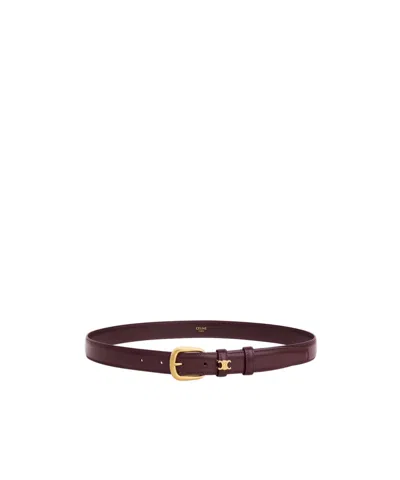 Celine Small 18mm Triomphe Belt In Taurillon Leather In Brown