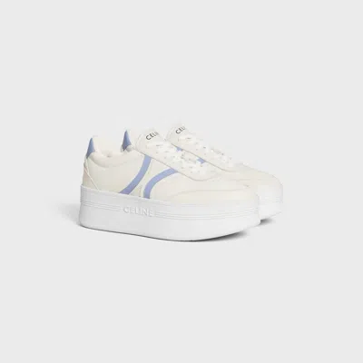 Celine Leather Block Sneakers With Triomphe Logo On The Back In White