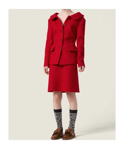 Miu Miu Mohair Skirt In Red
