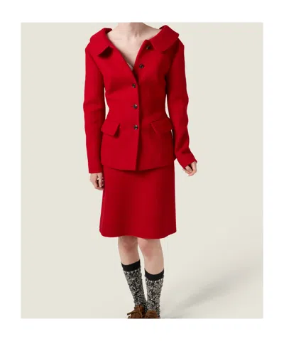 Miu Miu Mohair Skirt In Red