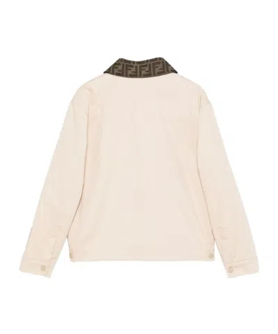 Fendi Monogram-collar Jacket In Neutral