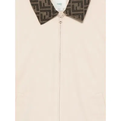 Fendi Monogram-collar Jacket In Neutral