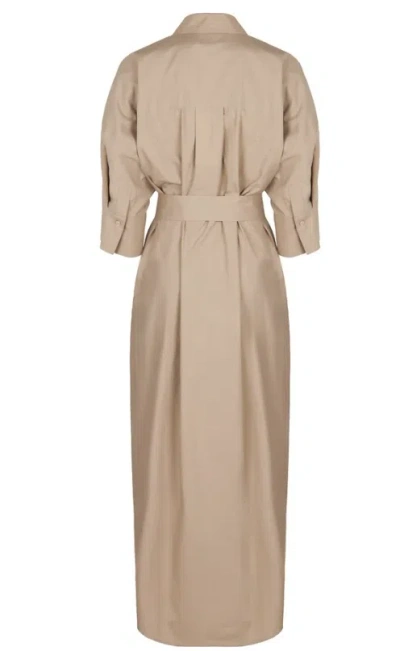 P.a.r.o.s.h Parosh Belted Cotton Dress In Brown