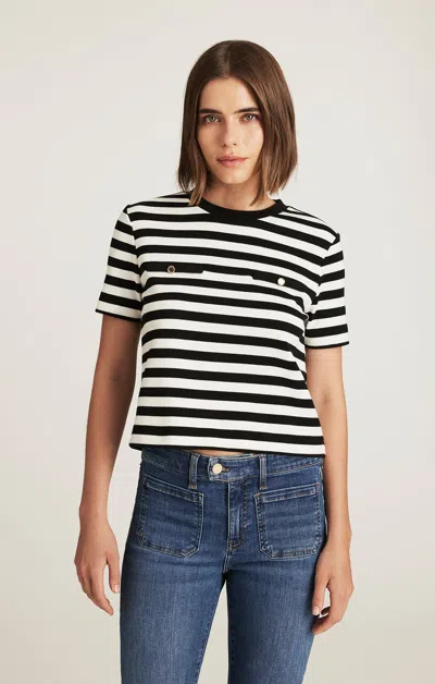 Mavi Edition Double Welt Pocket T-shirt In Black Stripe In Black