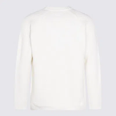 C.p. Company Timeless Crew Neck Sweater With Iconic Lens Detail In White