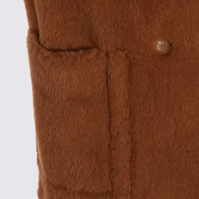 Max Mara Breda Camel And Silk Sleeveless Coat In Brown