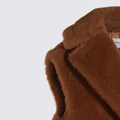 Max Mara Breda Camel And Silk Sleeveless Coat In Brown