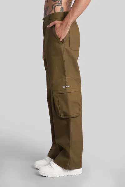 Off-white Pants In Green Cotton In Green