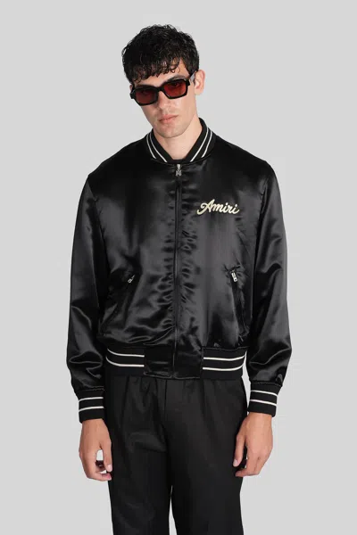 Amiri Men Black Jacket With Logo On The Front And Back In Tech Fabric Man In Black