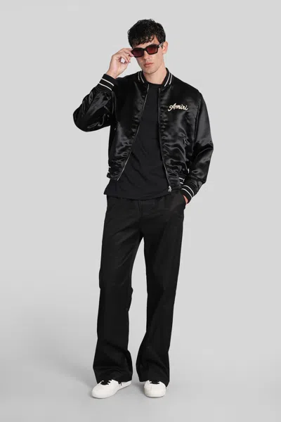 Amiri Men Black Jacket With Logo On The Front And Back In Tech Fabric Man In Black