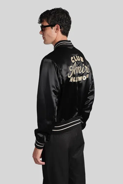 Amiri Men Black Jacket With Logo On The Front And Back In Tech Fabric Man In Black