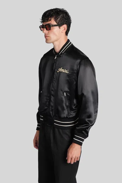 Amiri Men Black Jacket With Logo On The Front And Back In Tech Fabric Man In Black